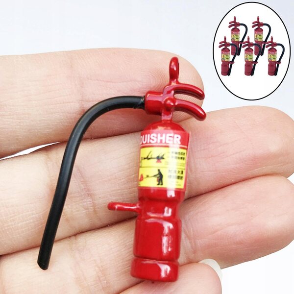 1:12 Mini-Feuerlöscher aus Metall für Puppenhaus – Set mit 5 Dekorationen