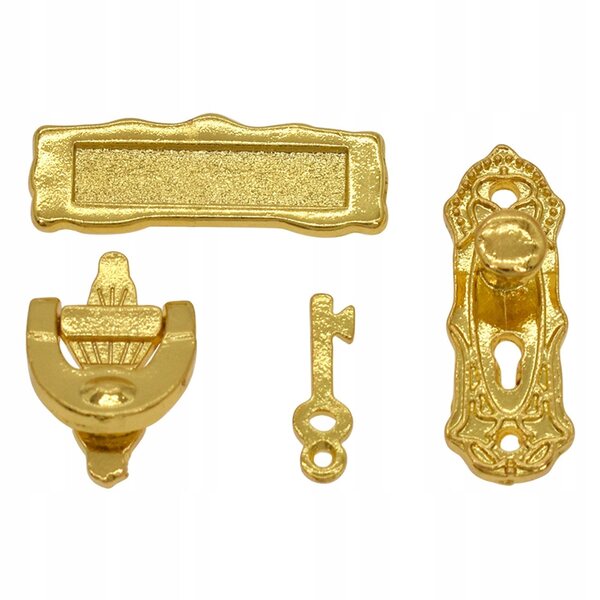 Miniatura 1:12 - Zamki in metallo per porte di casette per bambole, set da 4