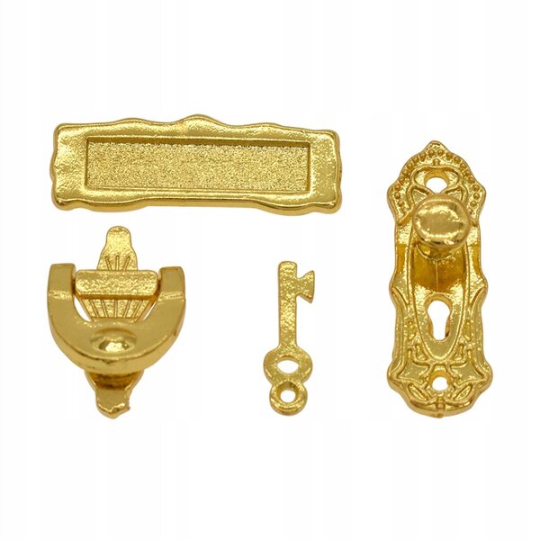 Miniatura 1:12 - Zamki in metallo per porte di casette per bambole, set da 4