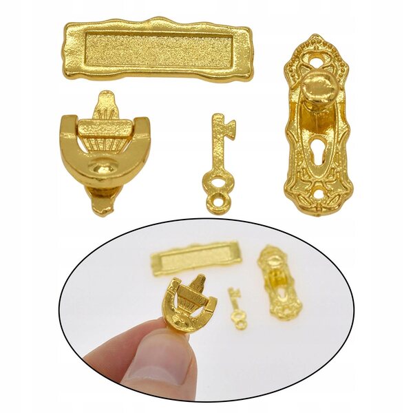 Miniatura 1:12 - Zamki in metallo per porte di casette per bambole, set da 4