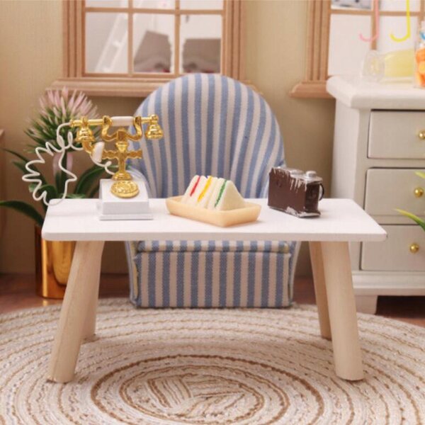 Elegante mini tavolino in legno 1:12 per casa delle bambole, ideale per decorazioni