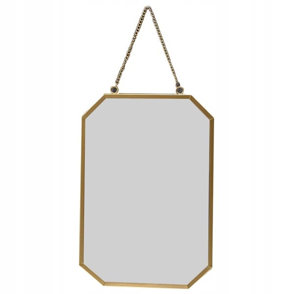 Goldener achteckiger nordischer Dekospiegel mit Kette, 27x18 cm