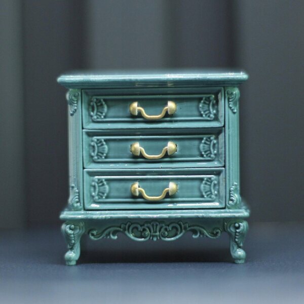 Miniatura 1:16 Comodino in Legno per Casa delle Bambole con Cassetto