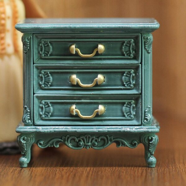 Miniatura 1:16 Comodino in Legno per Casa delle Bambole con Cassetto