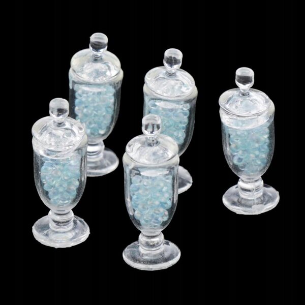 Set 5 Sbarazzini Miniature Barattoli con Caramelle Casa delle Bambole 1:12