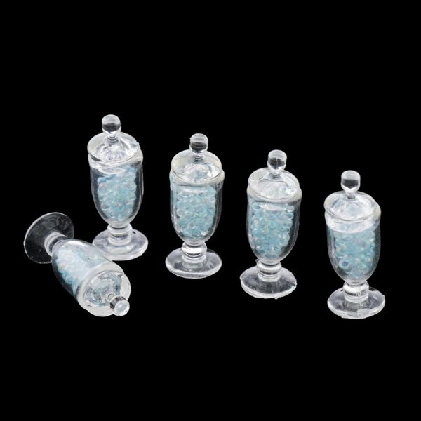 Set 5 Sbarazzini Miniature Barattoli con Caramelle Casa delle Bambole 1:12