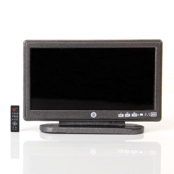 Miniatur-Breitbild-LCD-Fernseher mit Fernbedienung für ein Puppenhaus