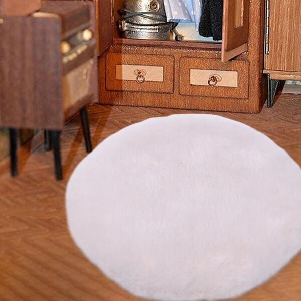 1:12 Puppenhaus Mini-Plüschteppich, runde beige Dekoration