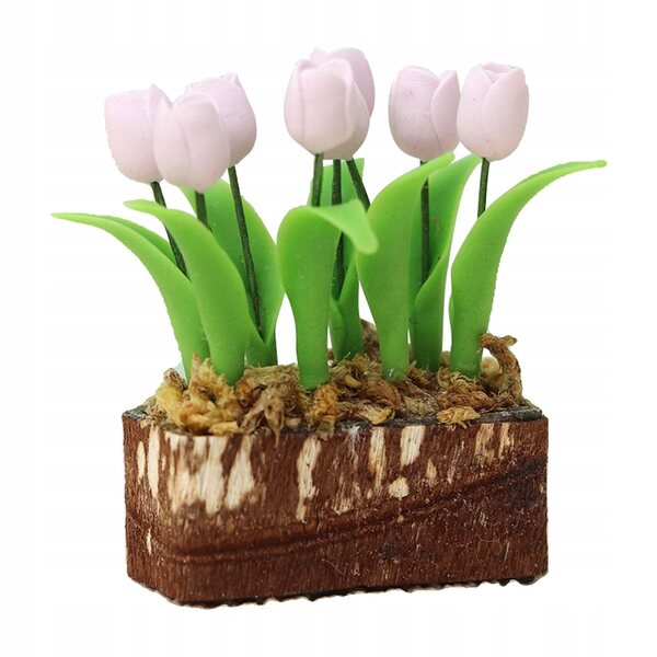 Fiore Miniatura per Casa delle Bambole Accessorio DIY in Resina Rosa 3,8 cm