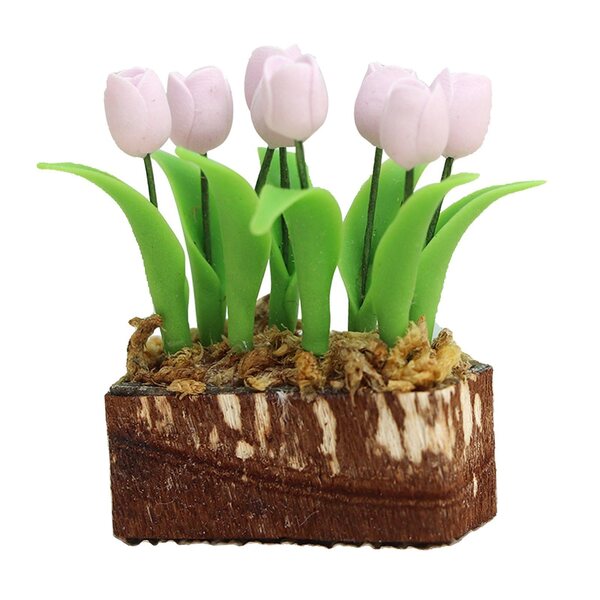 Fiore Miniatura per Casa delle Bambole Accessorio DIY in Resina Rosa 3,8 cm