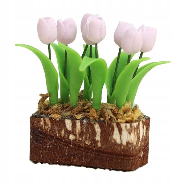 Fiore Miniatura per Casa delle Bambole Accessorio DIY in Resina Rosa 3,8 cm
