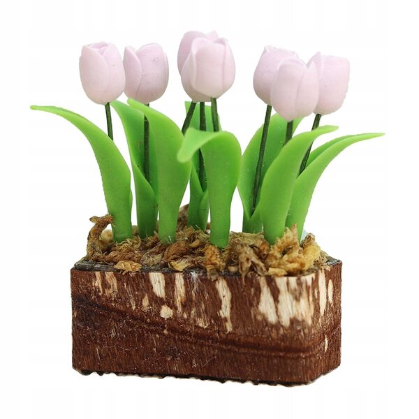 Fiore Miniatura per Casa delle Bambole Accessorio DIY in Resina Rosa 3,8 cm