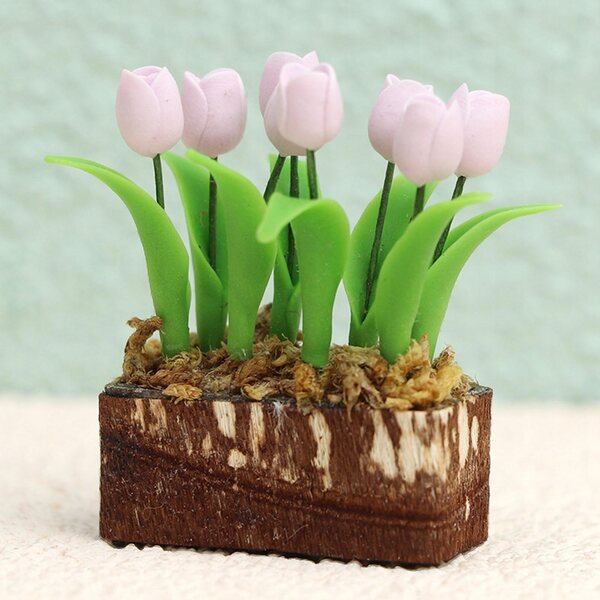 Fiore Miniatura per Casa delle Bambole Accessorio DIY in Resina Rosa 3,8 cm