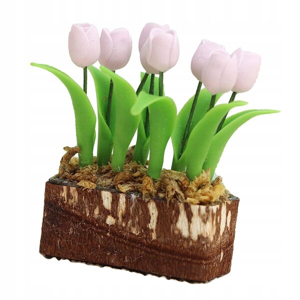 Fiore Miniatura per Casa delle Bambole Accessorio DIY in Resina Rosa 3,8 cm