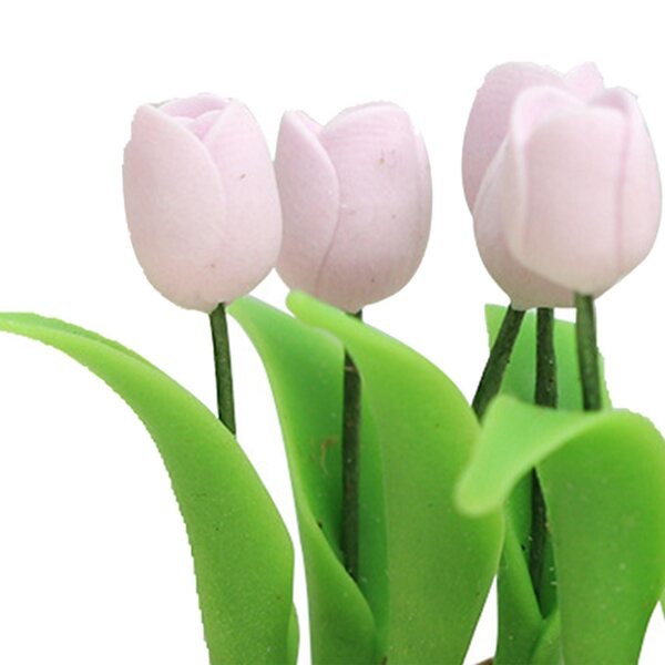 Fiore Miniatura per Casa delle Bambole Accessorio DIY in Resina Rosa 3,8 cm