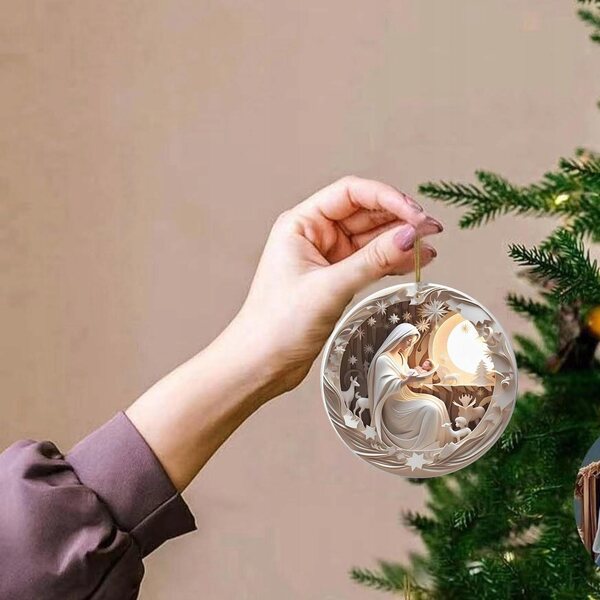 Decorazione natalizia in legno fatta a mano per finestre e alberi di Natale 2023