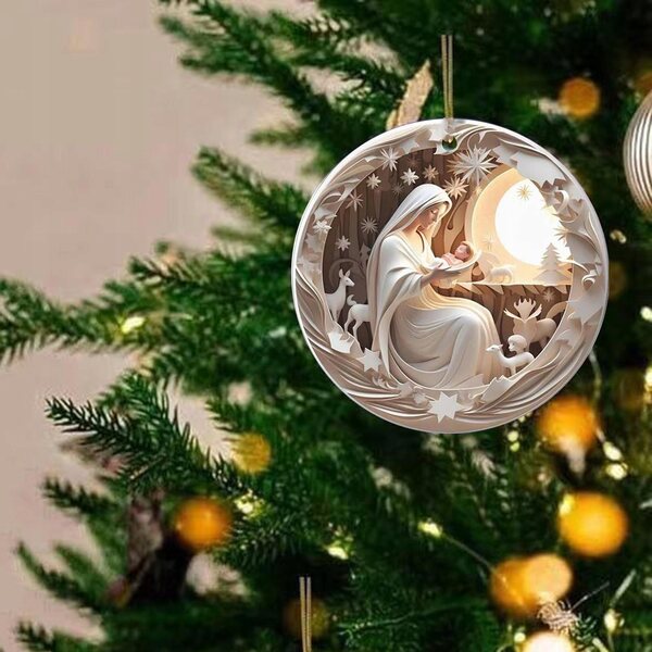 Decorazione natalizia in legno fatta a mano per finestre e alberi di Natale 2023