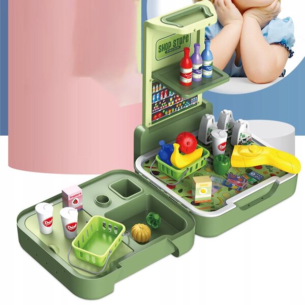 41-teiliges Supermarkt-Rollenspielset mit Rucksack für Kinder aus sicherem ABS