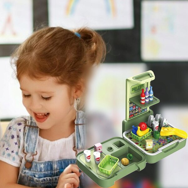 41-teiliges Supermarkt-Rollenspielset mit Rucksack für Kinder aus sicherem ABS