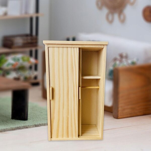 1:12 Puppenhaus-Miniatur-Kleiderschrank mit Holzschiebetüren