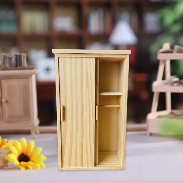 1:12 Puppenhaus-Miniatur-Kleiderschrank mit Holzschiebetüren