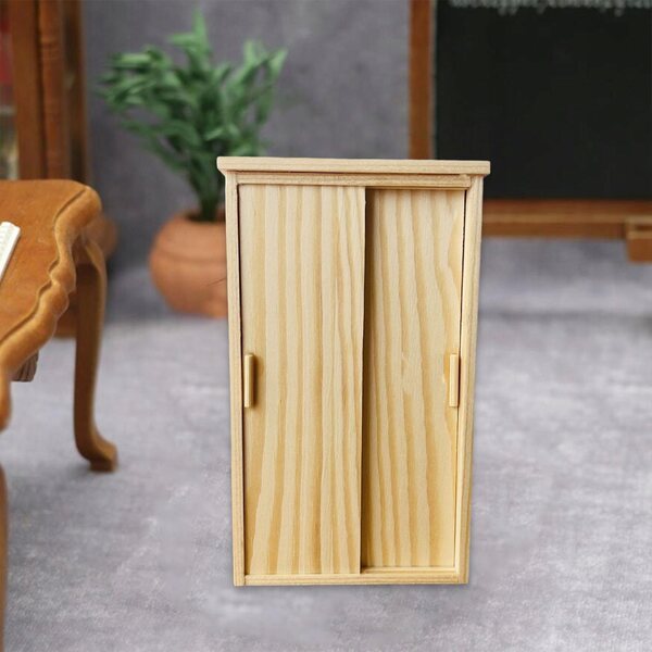 1:12 Puppenhaus-Miniatur-Kleiderschrank mit Holzschiebetüren