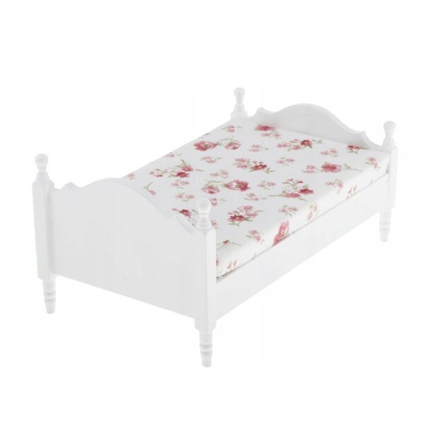 Lit double miniature en bois pour maison de poupées 1:12 Design européen