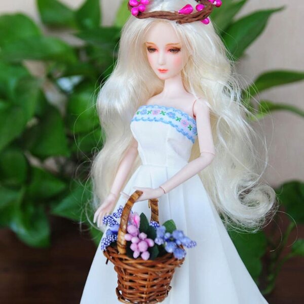 Винтидж 1/12 Ратанова кошница за кукли Миниатюрна 7 см