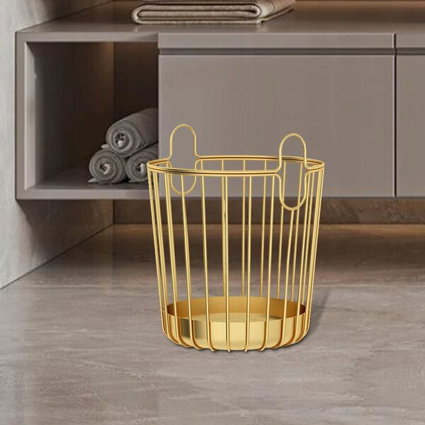 Kosz porta biancheria in ferro e legno rustico, capiente e resistente 36x42 cm