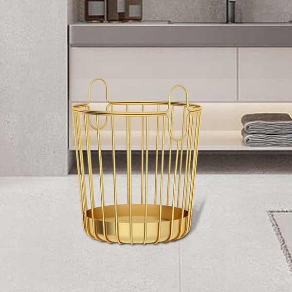 Kosz porta biancheria in ferro e legno rustico, capiente e resistente 36x42 cm