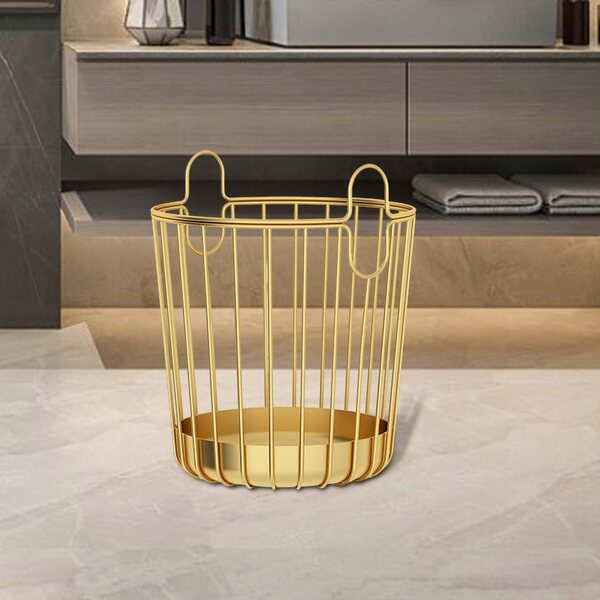 Kosz porta biancheria in ferro e legno rustico, capiente e resistente 36x42 cm