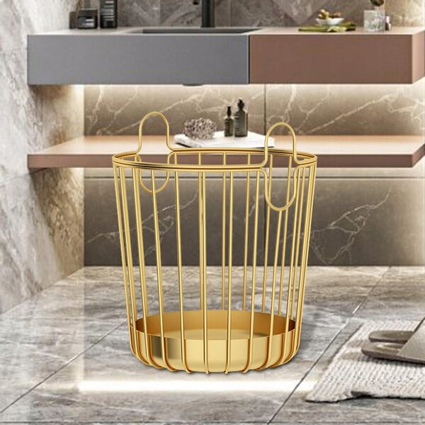 Kosz porta biancheria in ferro e legno rustico, capiente e resistente 36x42 cm