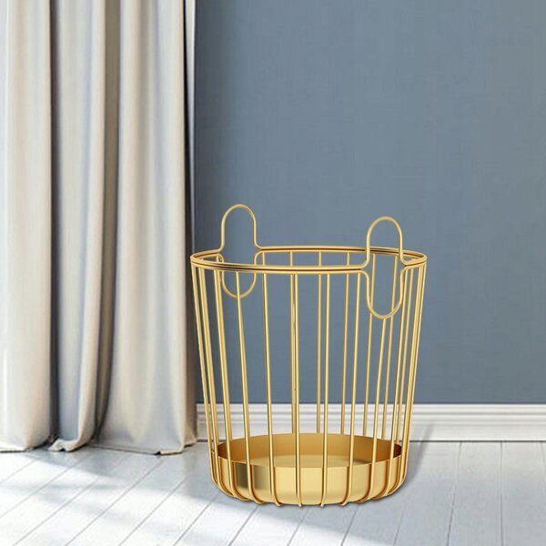 Kosz porta biancheria in ferro e legno rustico, capiente e resistente 36x42 cm