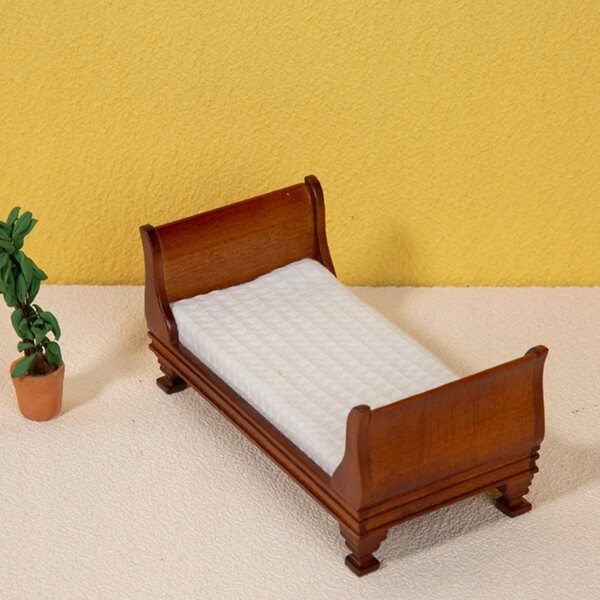 Mini letto in legno per casa delle bambole 1:12, arredamento realistico e resistente