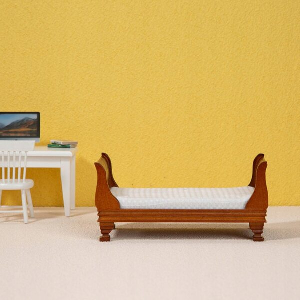 Mini letto in legno per casa delle bambole 1:12, arredamento realistico e resistente