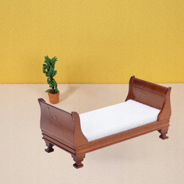 Mini letto in legno per casa delle bambole 1:12, arredamento realistico e resistente