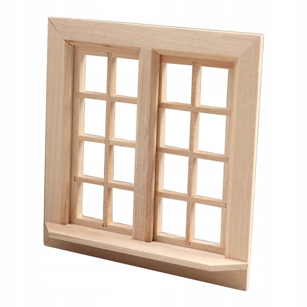 Miniatura finestra in legno per casa delle bambole scala 1:12, decorazione artigianale