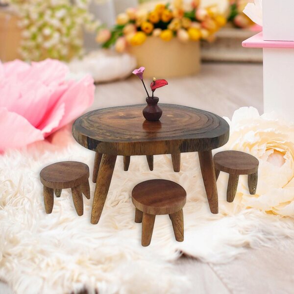 1:12 Puppenhaus-Schreibtischstuhl-Set aus Holz