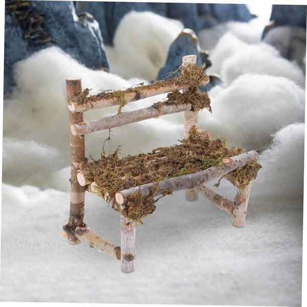 Hemobllo Mini Sedia in Legno per Case delle Bambole e Micro Paesaggi 15x15x8,5 cm