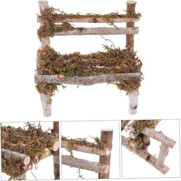 Hemobllo Mini Sedia in Legno per Case delle Bambole e Micro Paesaggi 15x15x8,5 cm
