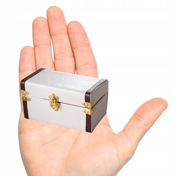 Holzkoffer Miniatur 1:12 für Puppenhaus Weiß und Braun