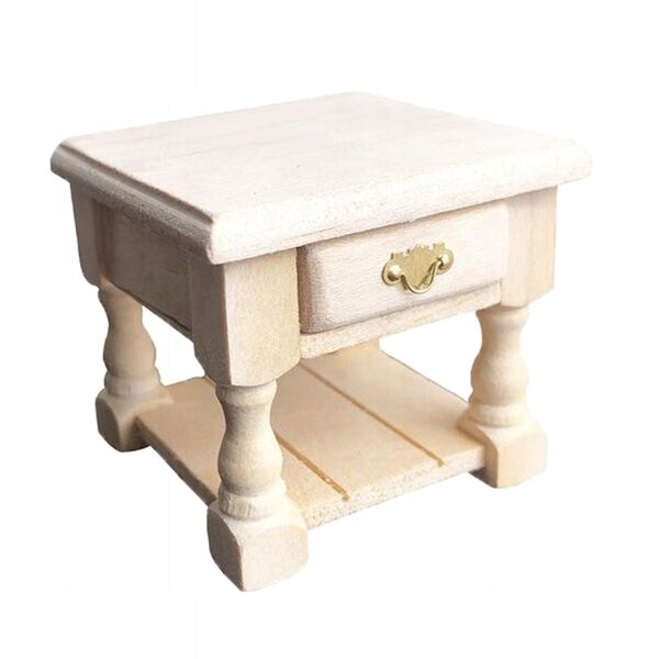 Houten salontafel miniatuur voor poppenhuis 1:12 ongeverfd