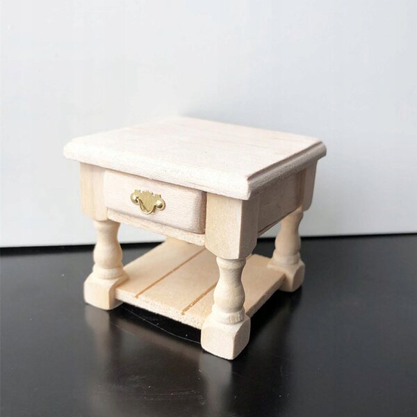 Houten salontafel miniatuur voor poppenhuis 1:12 ongeverfd