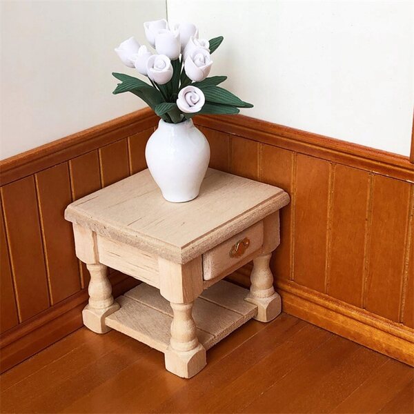 Houten salontafel miniatuur voor poppenhuis 1:12 ongeverfd