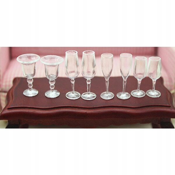 Set 4 Bicchieri Miniatura 1:12 per Casa delle Bambole Trasparenti