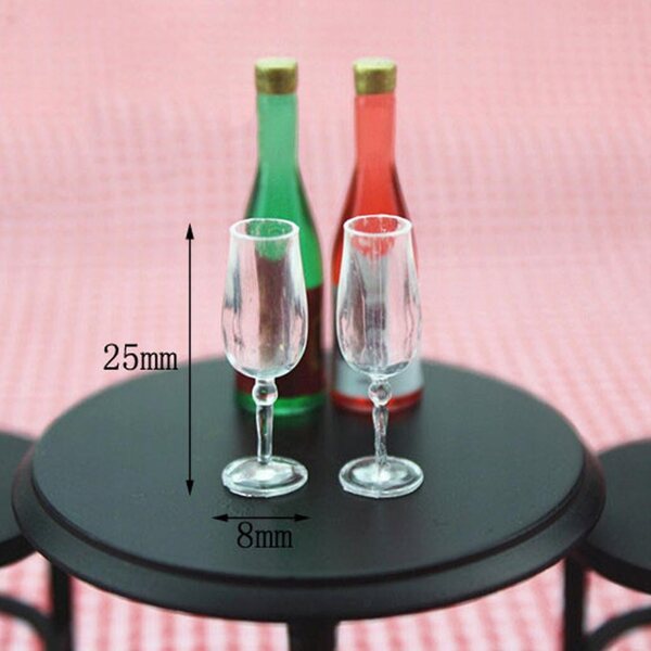 Set 4 Bicchieri Miniatura 1:12 per Casa delle Bambole Trasparenti
