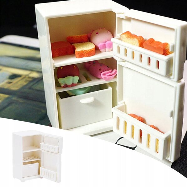 Mini frigorifero bianco per casa delle bambole scala 1:6 accessorio cucina
