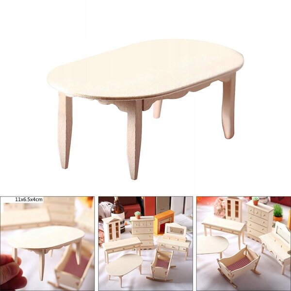 1:12 Miniatur-Holzmöbel-Set für Puppenhaus – Tisch und Kommode
