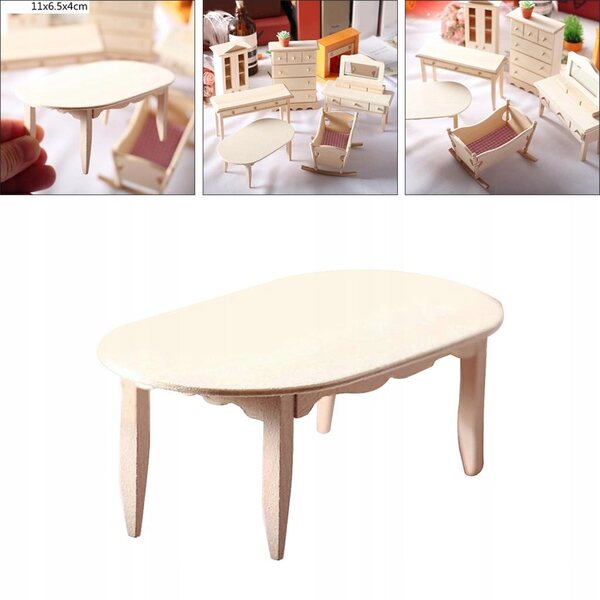 1:12 Miniatur-Holzmöbel-Set für Puppenhaus – Tisch und Kommode