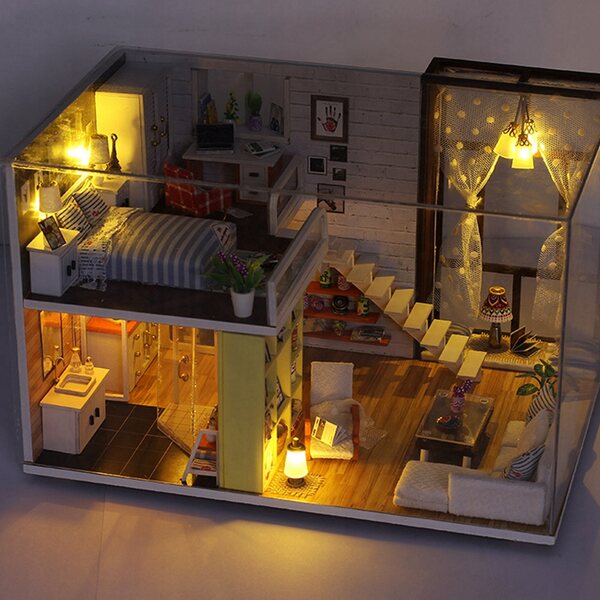 Zestetto Miniature Casa delle Bambole in Legno per Creatività e Divertimento